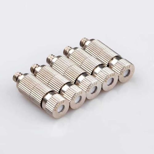 50 Stück Messing-Einspritzdüsen für Kühlsysteme im Freien, 10/24 UNC Hochdruck-Sprühdüse aus Edelstahl, Einspritzdüse aus Edelstahl, 3 Abschnitte, 0,7 Lochdurchmesser von PFXNGMS