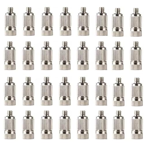 50er-Pack Messing-Düsen, 10/24 UNC-Gewinde, 0,1–0,8 Öffnung, Hochdruck-Sprühdüsenkopf für Außenkühlsysteme, Edelstahl, 2 Abschnitte, 0,8 Lochdurchmesser von PFXNGMS