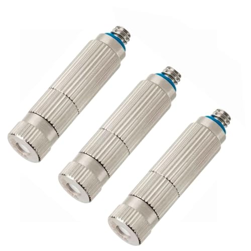 50er-Pack Messing-Düsen für Kühlsysteme/Gewächshäuser/Landschaftsbau, 10–24 UNC Hochdruck-Sprühdüse aus Edelstahl, 3 Abschnitte, 0,2 Lochdurchmesser von PFXNGMS