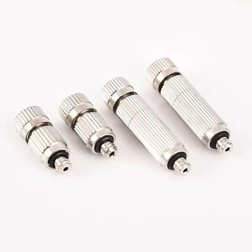 50er-Pack Messing-Sprühdüsen, 3/16 Zoll Gewinde, 10/24 UNC-Gewinde, Edelstahl-Sprühdüse, Hochdruckzerstäuber aus Edelstahl, 3 Abschnitte, 0,5 Lochdurchmesser von PFXNGMS