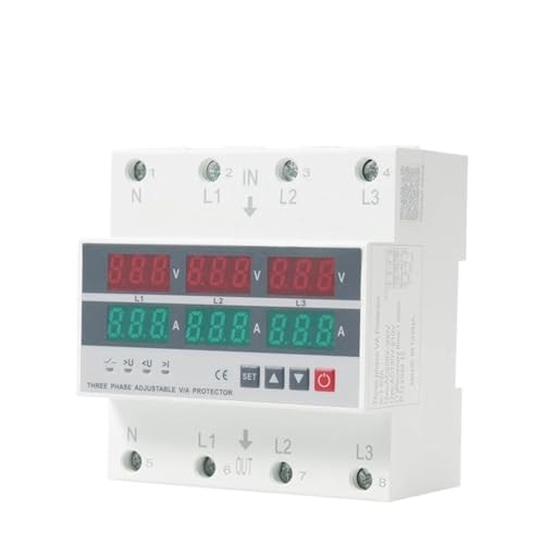 3P4W Über- und Unterspannung Voltmeter Amperemeter Einstellbar 3 Phase 3P + N Stromschutz 1Pcs(80A) von PFYTWBLX