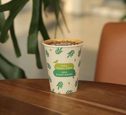 PG EcoAmour Zuckerrohr Pappbecher 240ml 8oz – 100 Stück – Kompostierbare Bio Kaffeebecher To Go – Umweltfreundlich & Biologisch Abbaubar – Einwegbecher aus Pflanzenfasern von PG EcoAmour