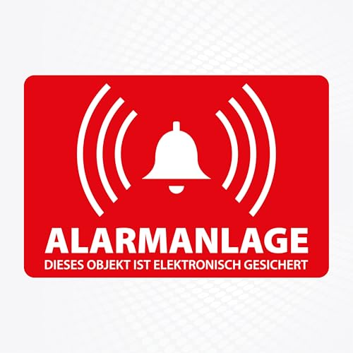 Aufkleber ALARMANLAGE - Dieses Objekt ist elektronisch gesichert - rot-weiß - 60 x 40 mm - 6 Stück - Premium Aufkleber Etiketten Sticker - Alarmgesichert - Schutz vor Einbruch & Dieben von PG PICO signs SCHILDER UND MEHR