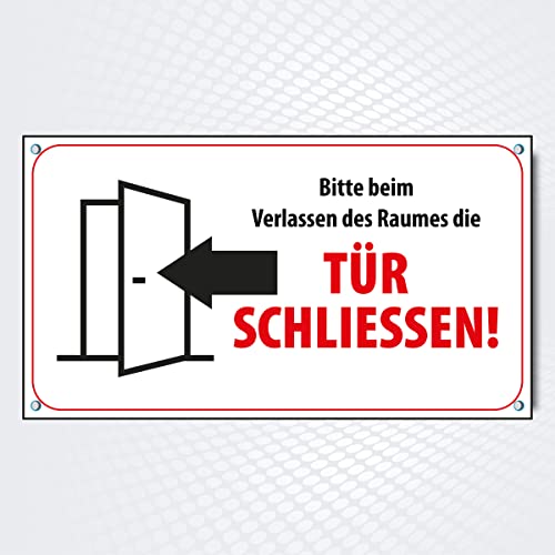 Hinweisschild rechteckig TÜR SCHLIESSEN! 18 x 10 cm | Hinweisschild aus Alu-Dibond Bitte beim Verlassen des Raumes die Tür Schließen | für Innen- und Außenbereich von PG PICO signs SCHILDER UND MEHR