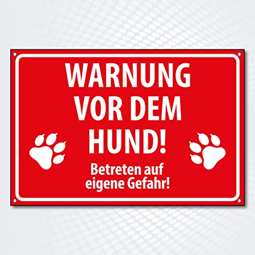 Hochwertiges Schild " WARNUNG VOR DEM HUND " 300 x 200 mm rechteckig | Betreten auf eigene Gefahr | Rot von PG PICO signs SCHILDER UND MEHR