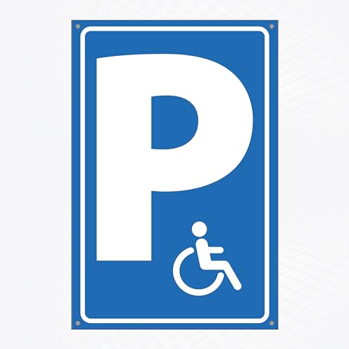 Hochwertiges Schild aus Alu-Dibond mit UV-Schutzlackierung " BEHINDERTENPARKPLATZ " 200 x 300 mm rechteckig | Parkplatz Behinderte | Hinweisschild blau weiß mit Lochbohrung von PG PICO signs SCHILDER UND MEHR