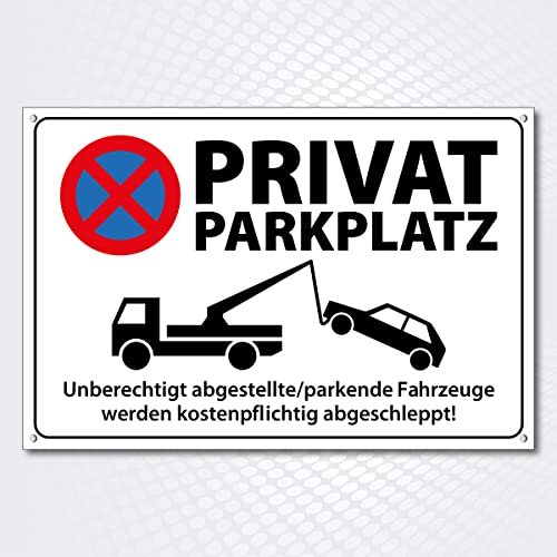 Hochwertiges Schild aus Alu-Dibond mit UV-Schutzlackierung " PRIVATPARKPLATZ" 300 x 200 mm rechteckig | Parkverbot | Parken Verboten | von PG PICO signs SCHILDER UND MEHR