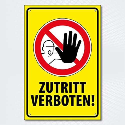 Hochwertiges Schild mit UV-Schutzlackierung "ZUTRITT VERBOTEN" 300 x 200 mm rechteckig | Kein Zutritt | Eintreten Verboten | von PG PICO signs SCHILDER UND MEHR