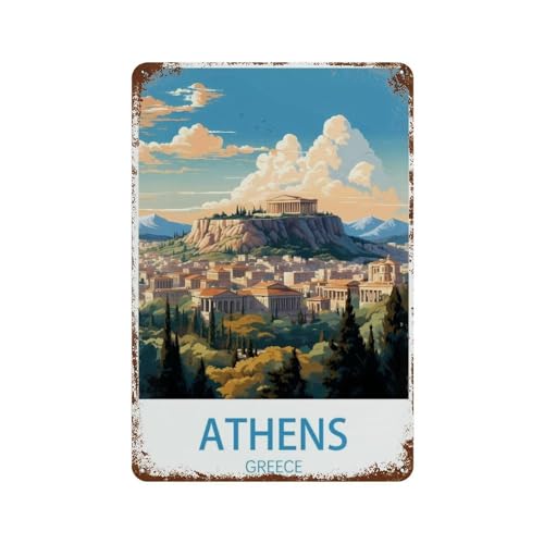 Athen Griechenland,Metall-Poster, Vintage-Kunst, Wand-Blechschild für Café, Bar, Kneipe, Zuhause(20 x 30 cm) 8 x 12 Zoll-P31 von PGCKSK