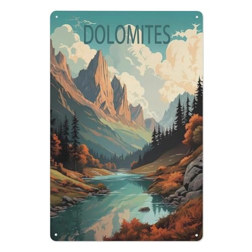 PGCKSK Dolomiten Italien，Metallschild Retro Home Deko Vintage Blechschild(15x30cm 6x12 inch-X58 von PGCKSK