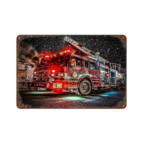 Feuerwehr,Vintage-Metallschild, Retro-Blechschild, Wandkunst, Dekoration, Poster, Metallplatte für Bar, Café, Mann, Höhle, Heimdekoration, Geschenkideen-20 x 30 cm (8 x 12 Zoll) E-38 von PGCKSK