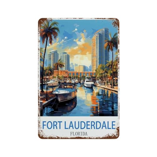 Fort Lauderdale Florida,Metall-Poster, Vintage-Kunst, Wand-Blechschild für Café, Bar, Kneipe, Zuhause(20 x 30 cm) 8 x 12 Zoll-R71 von PGCKSK