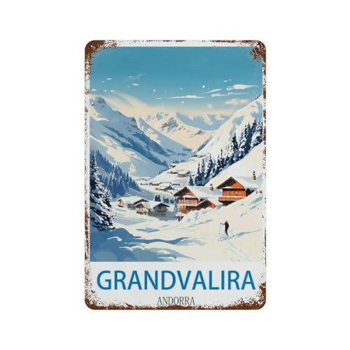Grandvalira, Andorra,Blechschild, Vintage-Stil, Metall, Pub, Café, Bar, Zuhause, Wandkunst, Dekoration, Poster（15 x 30 cm）6 x12 Zoll-T65 von PGCKSK