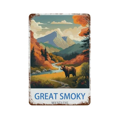 Great Smoky Mountains,Blechschild Vintage Metall Pub Club Cafe Bar Home Wandkunst Dekoration Poster Retro（15 x 30 cm）6 x12 Zoll-S3 von PGCKSK