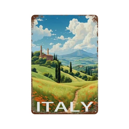 Italien,Vintage-Metallschild, Retro-Blechschild, Wandkunst, Dekoration, Poster, Metallplatte für Bar, Café, Mann, Höhle, Heimdekoration, Geschenkideen(20 x 30 cm) 8 x 12 Zoll-P98 von PGCKSK