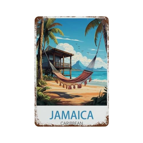 PGCKSK Jamaika Karibik,Blechschild Wanddekoration Metallposter Retro Plakette Warnschild Handwerk für Büro Cafe Club Bar(30 x 40 cm) 12 x 16 Zoll-R44 von PGCKSK