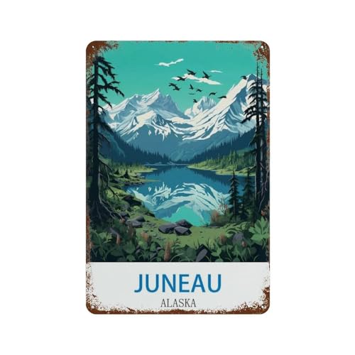 Juneau, Alaska,Metall Blechschild Chic Art Retro Eisen Malerei Bar Menschen Höhle Cafe Familie Garage Poster Wanddekoration(20 x 30 cm) 8 x 12 Zoll-S7 von PGCKSK
