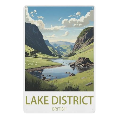 Lake District Großbritannien，Metallschild, Retro-Blechschilder aus Metall, Bar, Club, Café, Home Farm, Poster für Man Cave, Garage, Kunst, Wanddekoration(15x30cm）6x12 inch-W48 von PGCKSK