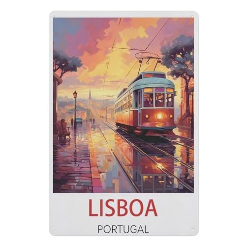Lissabon Portugal，Vintage Blechschild, Metallschild, Poster für Bar, Café, Schule(20x30cm）8x12 inch-Y99 von PGCKSK