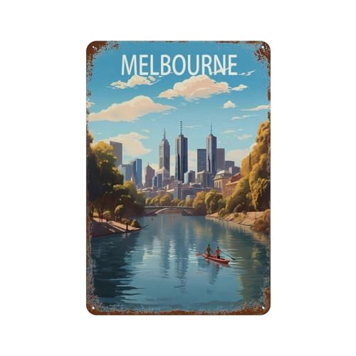 Melbourne, Australien,Metall-Blechschild, Retro-Eisengemälde für Bar, Man Cave, Café, Familie, Garage, Poster, Wanddekoration(20 x 30 cm) 8 x 12 Zoll-T61 von PGCKSK
