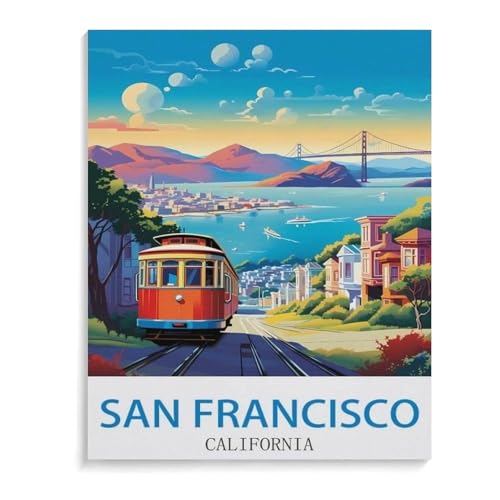 PGCKSK 5D DIY Diamond Painting Set，San Francisco, Kalifornien，Runder Diamant Kreuzstich, Mosaik Raumdekoration Malerei（40x50cm）-A4 von PGCKSK