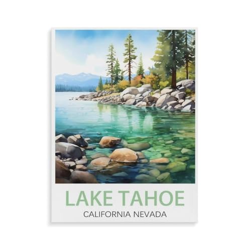 PGCKSK 5D Diamond Painting，Lake Tahoe Kalifornien Nevada，DIY-Stickerei, runder Diamant-Kreuzstich, Heimdekoration(30x40cm)-V26 von PGCKSK