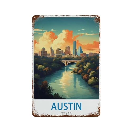 Austin, Texas,Blechschild, Vintage, Metall, für Kneipe, Club, Café, Bar, Zuhause, Wandkunst, Dekoration, Poster(20 x 30 cm) 8 x 12 Zoll-N91 von PGCKSK