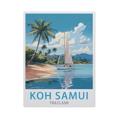 PGCKSK DIY 5D Diamond Painting，Koh Samui Thailand，Round Diamond Cross Stitch, Used for Room Decoration（40 x 50 cm/15.74 x 19.68 Zoll）-BA44 von PGCKSK