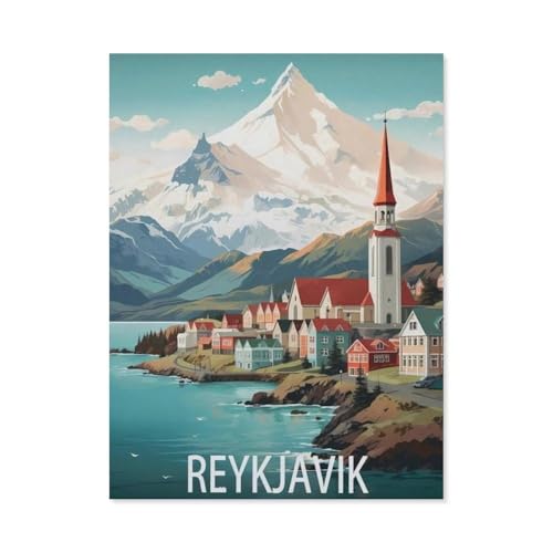 PGCKSK DIY 5d Diamond Malerei Kits für Erwachsene Kinder，Island-Reykjavik-Küste,Vollrunde Diamond Stickkits Cross -Stitch Kristall Strassbilder Kunsthandwerk Home Wall Decoration(40 x 50 cm)-AO85 von PGCKSK