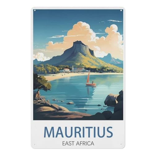 PGCKSK Mauritius Ostafrika，Vintage-Stil, Metall, für Kneipen, Clubs, Cafés, Bars, Zuhause, Wandkunst, Dekoration, Poster(15x30cm 6x12 inch-X74 von PGCKSK