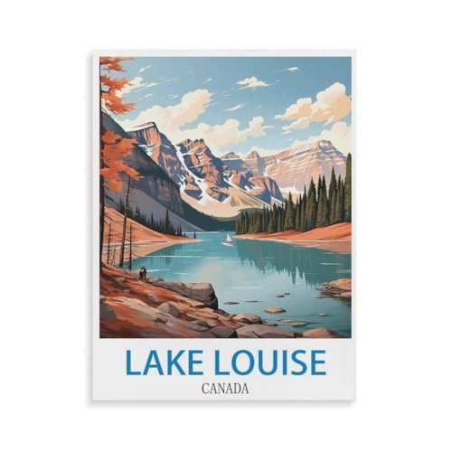 PGCKSK Round Diamond 5D DIY，Lake Louise Kanada，5d DIY Diamant Malerei Kreuzstich Mosaik Strass Home Decoration(40x50cm)-V92 von PGCKSK