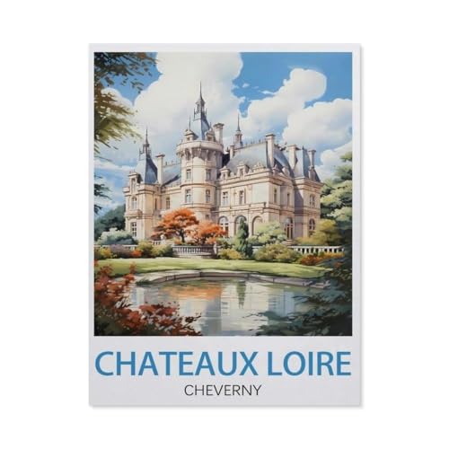 Schlösser Loire Cheverny，Blechschild Vintage Metall Pub Club Cafe Bar Home Wandkunst Dekoration Poster Retro（15 x 30 cm）6 x12 Zoll-AU27 von PGCKSK