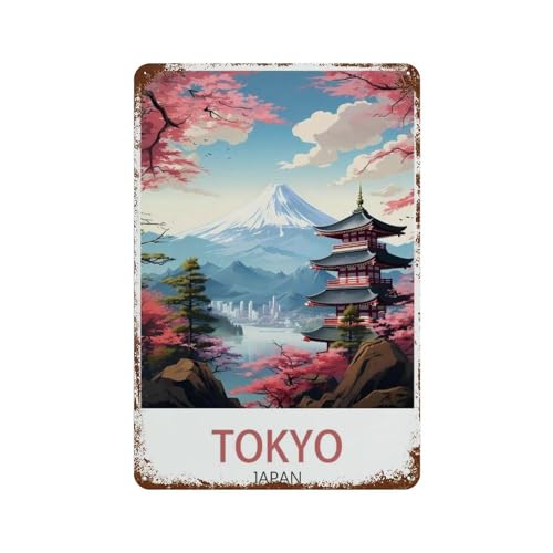 Tokio Japan,Vintage Metall Eisen Poster Prin Ting Wand Wohnkultur Kunst Café Bar Schlafzimmer Wanddekoration Blechschild（15 x 30 cm）6 x12 Zoll-R46 von PGCKSK