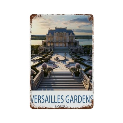 Versailles Gärten Frankreich,Vintage Metall Eisen Poster Prin Ting Wand Wohnkultur Kunst Café Bar Schlafzimmer Wanddekoration Blechschild（15 x 30 cm）6 x12 Zoll-N46 von PGCKSK