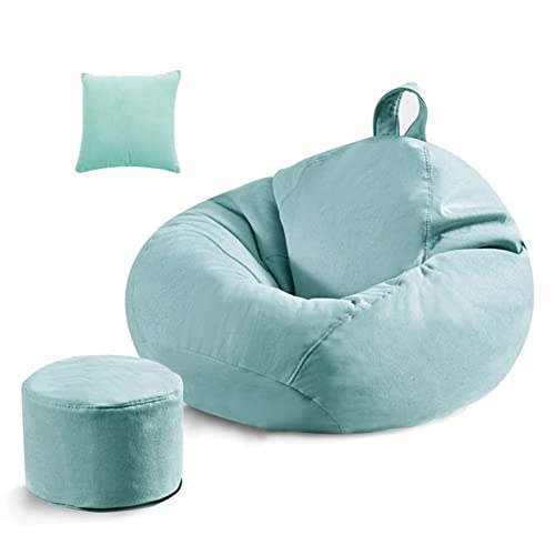 PGDYEJD Bean Bag Chair Cover, Classic Lazy Lounger Waschbar Atmungsaktives Baumwollgewebe Memory Foam Gefülltes Sofa Für Innenmöbel Erwachsene und Kinder Geeignet,Mintgrün,100cmx120cm von PGDYEJD