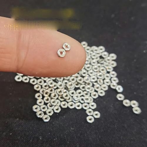 Mini-Mutter M1 M1,2 M1,4 M1,6 M2 M2,5 M3 Winzige Mikroschraube aus Edelstahl und Messing, kleine Sechskantmutter plattiert, M1,2 x 0,25 (50 Stück), Messing vernickelt von PGGOLF