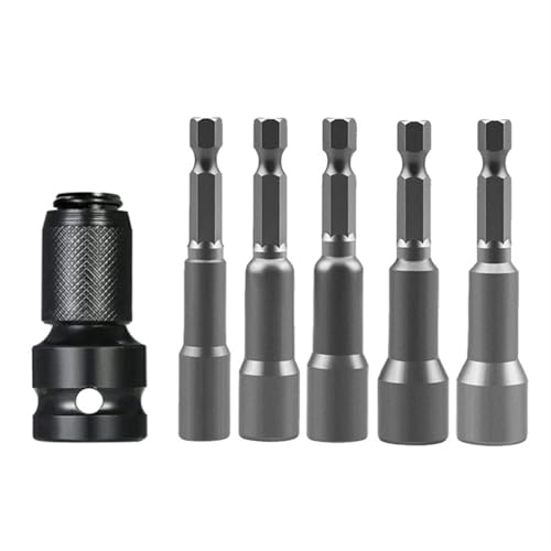 PGLVLZFGFN Schlagschrauber-Steckschlüssel-Adapter 1/2-Vierkant auf 1/4-Sechskant-Ratschen-Steckschlüssel-Satz Antriebskonverter Schnellspanner-Werkzeug Magnetstecknuss Steckdose(6PCS 6-14MM) von PGLVLZFGFN