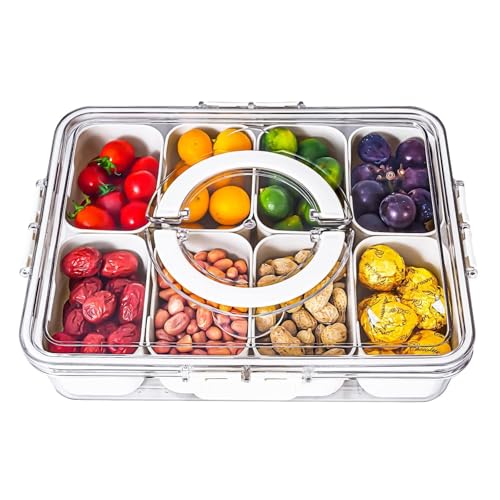 PGPBVLVGHM Unterteiltes Serviertablett mit Deckel und Griff – Unterteiltes Snacktablett for tragbare Snackplatten – Transparenter Organizer for Süßigkeiten, Früchte, Nüsse, Snacks – Perfekt for Partys PGPBVLVGHM Unterteiltes Serviertablett mit Deckel und Griff – Unterteiltes Snacktablett for tragbare Snackplatten – Transparenter Organizer for Süßigkeiten, Früchte, Nüsse, Snacks – Perfekt for Partys von PGPBVLVGHM