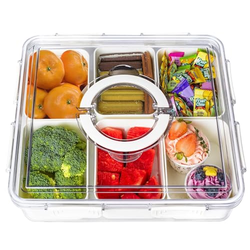 PGPBVLVGHM Unterteiltes Serviertablett mit Deckel und Griff – Unterteiltes Snacktablett for tragbare Snackplatten – Transparenter Organizer for Süßigkeiten, Früchte, Nüsse, Snacks – Perfekt for Partys PGPBVLVGHM Unterteiltes Serviertablett mit Deckel und Griff – Unterteiltes Snacktablett for tragbare Snackplatten – Transparenter Organizer for Süßigkeiten, Früchte, Nüsse, Snacks – Perfekt for Partys von PGPBVLVGHM