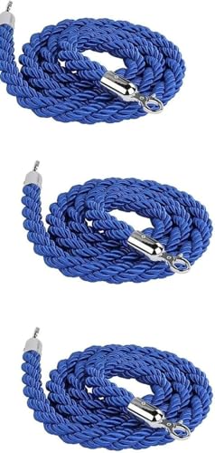 4er-Pack blaues, gedrehtes Absperrseil mit silbernen Haken – 3,2 cm dicke Warteschlangenseile for eine effektive Kontrolle der Menschenmenge(100cm) von PGPGP
