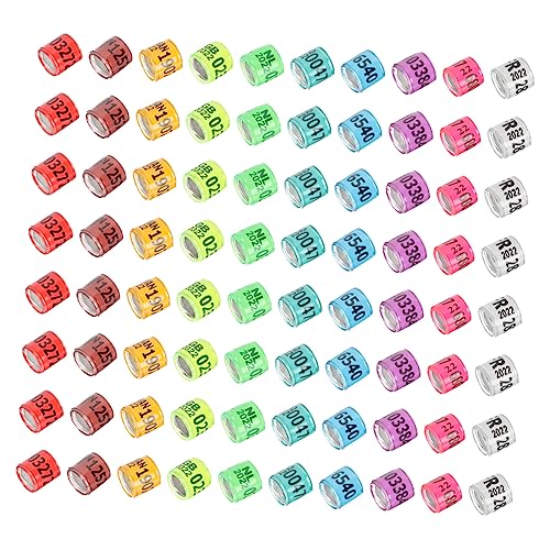 Bunte Vogelbeinbänder aus Aluminium – 100 Stück, 1,10 x 1,10 x 0,80 cm, for Tauben, Hühner, Papageien und mehr von PGPGP