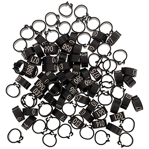PGPGP 100 Stück 10 mm große Vogelbeinringe aus Kunststoff zur Identifizierung von Geflügel und Tauben – hell, langlebig, anpassbar(Black) von PGPGP