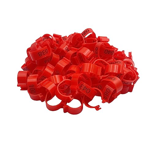 PGPGP 100 Stück 20 mm Geflügelbeinringe – langlebige Hühneridentifikationsringe for Enten, Hühner und mehr(Red) von PGPGP