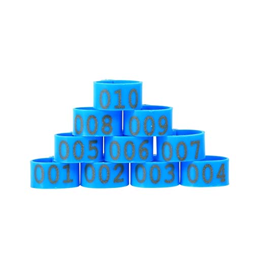 PGPGP 100 Stück Clip-On-Beinbänder zur Geflügelidentifikation – 16/25 mm, Wiederverwendbare Nutztiermarken for die Hühnerhaltung(Blue,16mm) von PGPGP