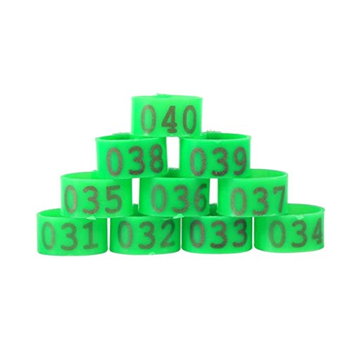 PGPGP 100 Stück Clip-On-Beinbänder zur Geflügelidentifikation – 16/25 mm, Wiederverwendbare Nutztiermarken for die Hühnerhaltung(Green,16mm) von PGPGP