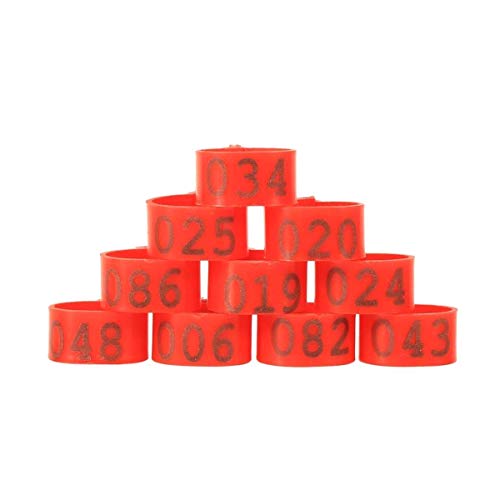 PGPGP 100 Stück Clip-On-Beinbänder zur Geflügelidentifikation – 16/25 mm, Wiederverwendbare Nutztiermarken for die Hühnerhaltung(Red,16mm) von PGPGP