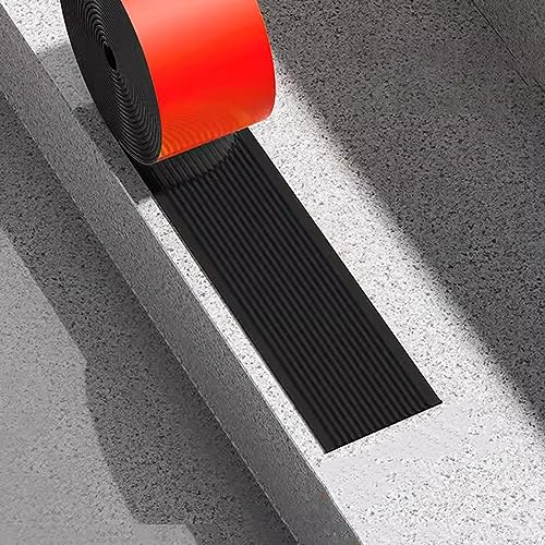 PGPGP 9,8 Fuß PVC-Bodenübergangsstreifen - Selbstklebender Bodenbelag for den Innenbereich, sicherer Kantenschutz, anpassbar, 1 Stück(Black,6cm Wide) von PGPGP