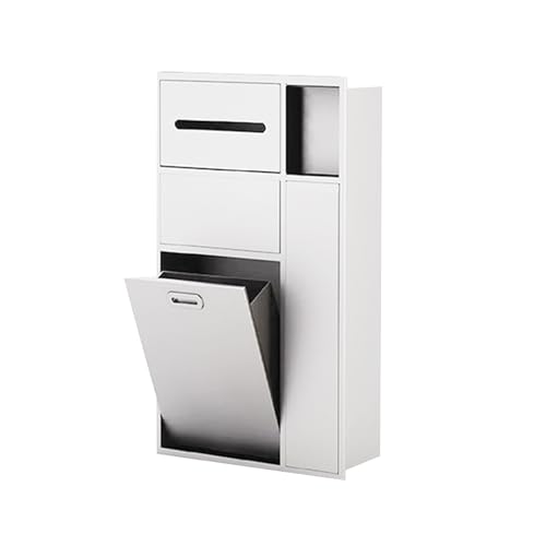 PGPGP Duschnische aus Edelstahl mit Toilettenbürste und Mülleimer – platzsparende Aufbewahrungslösung for das Badezimmer(White) von PGPGP