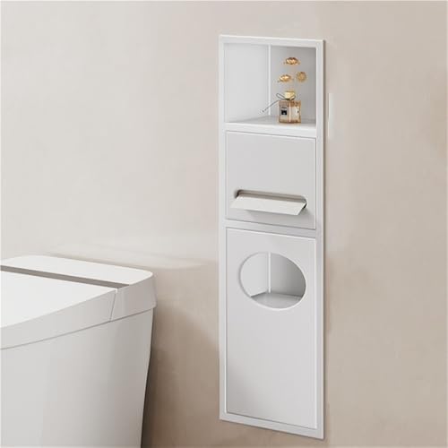 PGPGP Premium-Aufbewahrungsregal aus Edelstahl und Toilettenartikeln mit integriertem Mülleimer – platzsparender Organizer for Badezimmer/Küche/Büro(White) von PGPGP