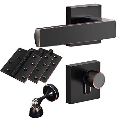 PGPGP Quadratischer, nicht drehbarer Türdrücker mit schwarzer Oberfläche for Badezimmer und Schlafzimmer – klassisches Gerät(ModelC) von PGPGP